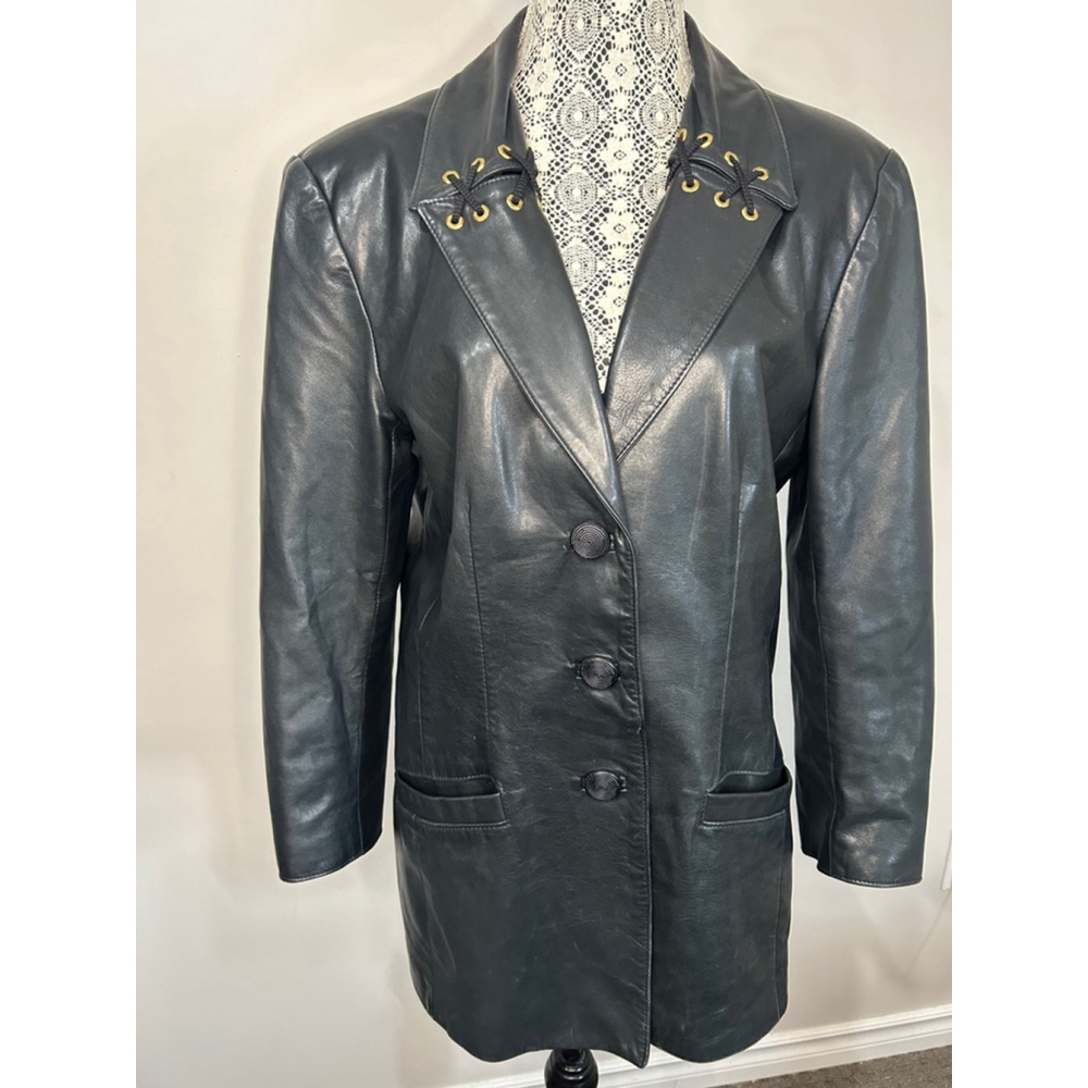 Women's vintage 90s oversized Danier Black Leather Jacket size l